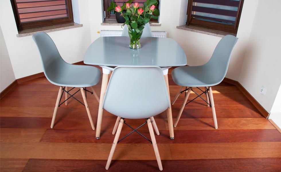 NOWOCZESNY ZESTAW STÓŁ + 4 KRZESŁA kolekcja MEDIOLAN KWADRATOWY SZARY - zestaw MEDIOLAN szary KWADRATOWY stół + 4 krzesła - obrazek 9