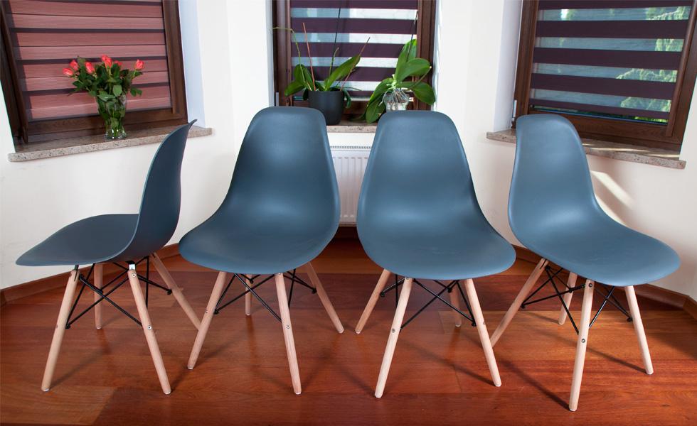 NOWOCZESNY ZESTAW STÓŁ OKRĄGŁY FI 100 BIAŁY + 4 KRZESŁA GRAFITOWE - Zestaw MEDIOLAN biało-grafitowe OKRĄGŁY 100 - obrazek 10