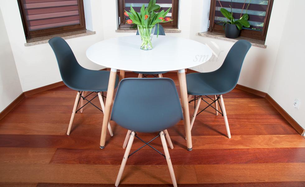 NOWOCZESNY ZESTAW STÓŁ OKRĄGŁY FI 100 BIAŁY + 4 KRZESŁA GRAFITOWE - Zestaw MEDIOLAN biało-grafitowe OKRĄGŁY 100 - obrazek 13