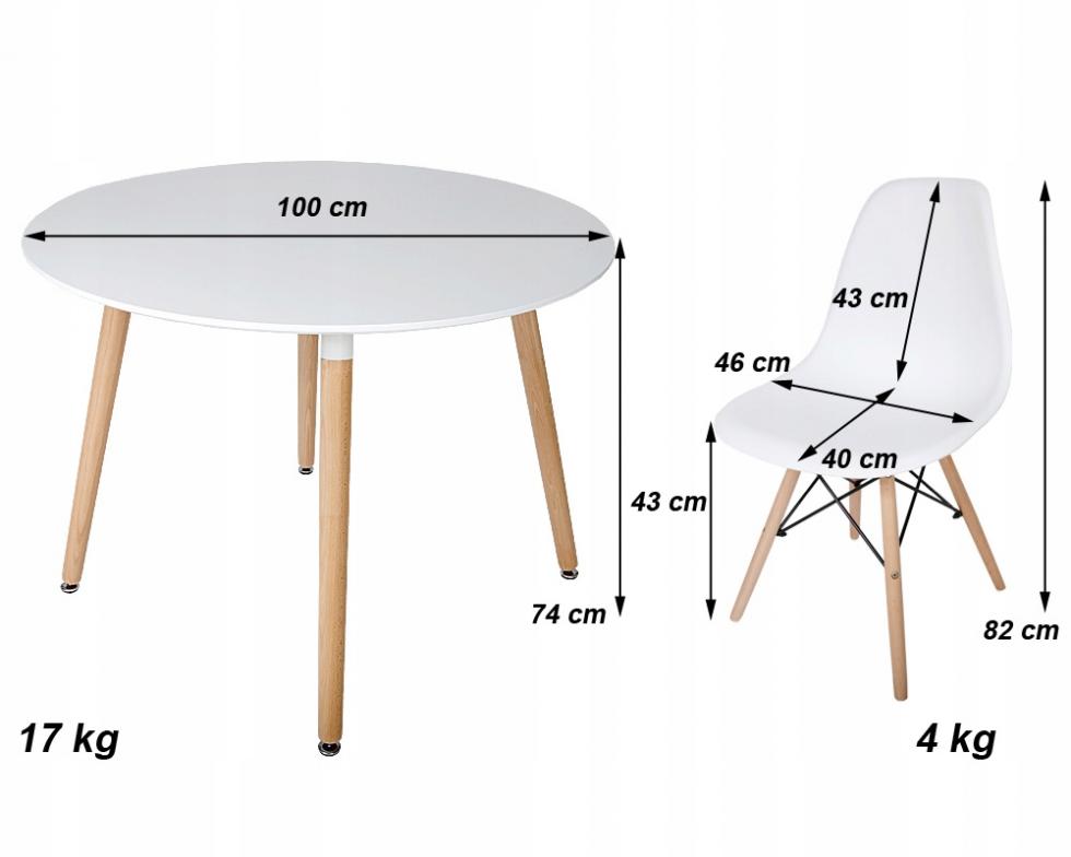 NOWOCZESNY ZESTAW STÓŁ OKRĄGŁY FI 100 DREWNOPODOBNY + 4 KRZESŁA BIAŁE - Zestaw MEDIOLAN drewnopodobny-biały OKRĄGŁY 100 - obrazek 9