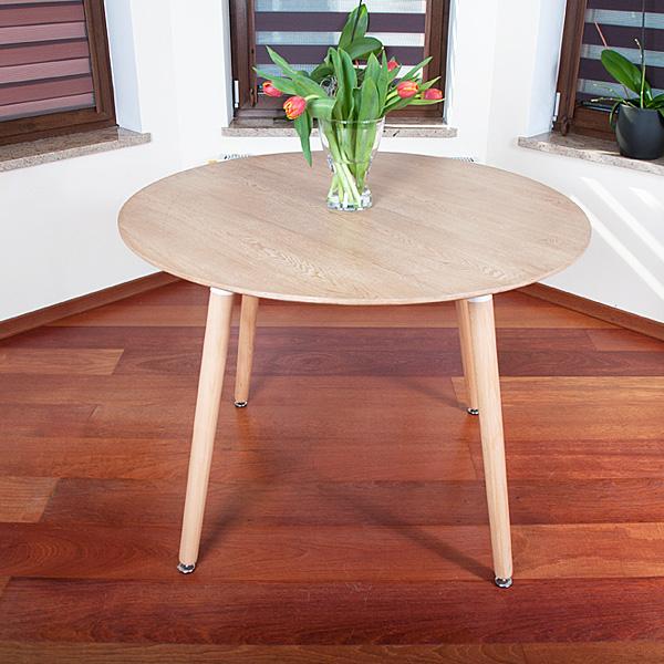 NOWOCZESNY ZESTAW STÓŁ OKRĄGŁY FI 100 DREWNOPODOBNY + 4 KRZESŁA BIAŁE - Zestaw MEDIOLAN drewnopodobny-biały OKRĄGŁY 100 - obrazek 10