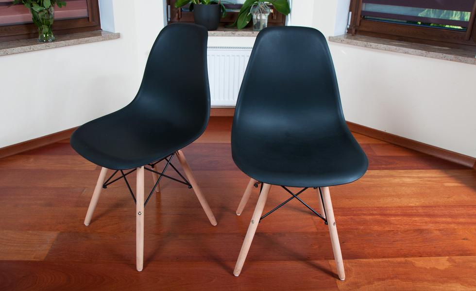 NOWOCZESNY ZESTAW STÓŁ OKRĄGŁY FI 100 DREWNOPODOBNY + 4 KRZESŁA CZARNE - Zestaw MEDIOLAN drewnopodobny-czarny OKRĄGŁY 100 - obrazek 9