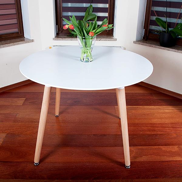 NOWOCZESNY ZESTAW STÓŁ OKRĄGŁY FI 100 BIAŁY + 4 KRZESŁA CZARNE - Zestaw MEDIOLAN biało-czarny OKRĄGŁY 100 - obrazek 11