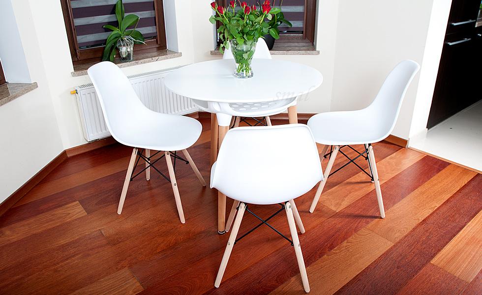 NOWOCZESNY ZESTAW STÓŁ OKRĄGŁY FI 80 BIAŁY + 4 KRZESŁA - Zestaw MEDIOLAN BIAŁY OKRĄGŁY 80 - obrazek 8