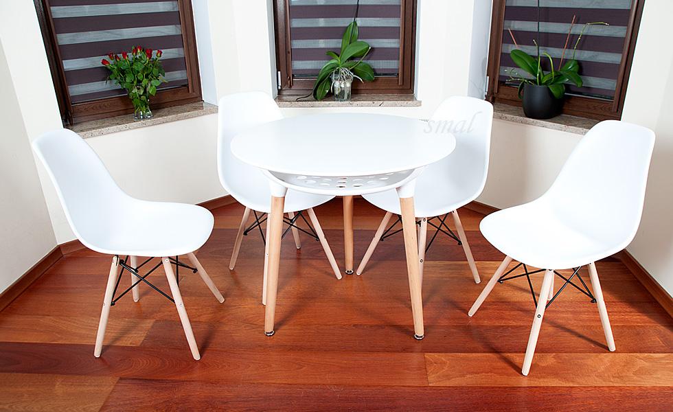 NOWOCZESNY ZESTAW STÓŁ OKRĄGŁY FI 80 BIAŁY + 4 KRZESŁA - Zestaw MEDIOLAN BIAŁY OKRĄGŁY 80 - obrazek 10