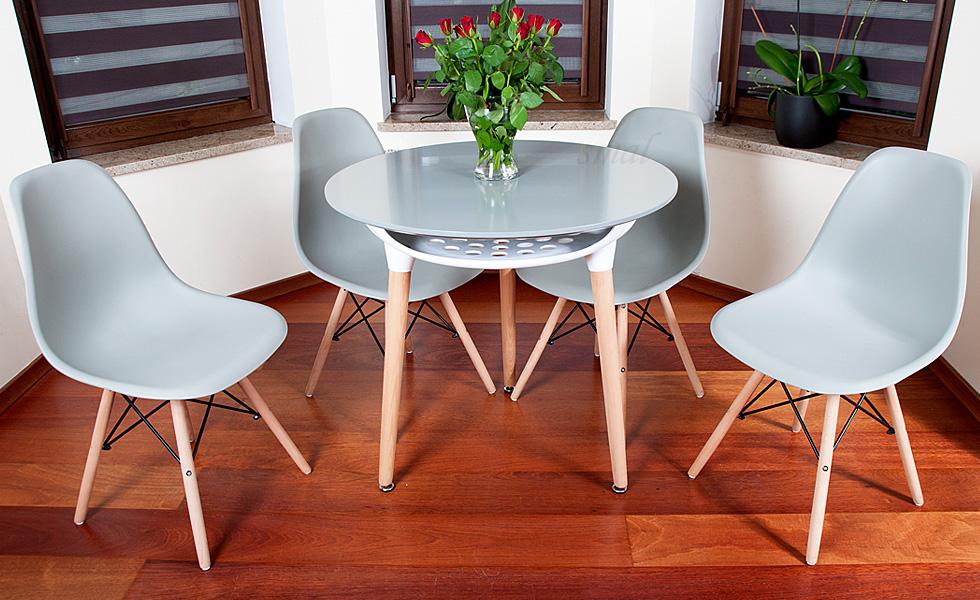 NOWOCZESNY ZESTAW STÓŁ OKRĄGŁY FI 80 SZARY + 4 KRZESŁA - Zestaw MEDIOLAN szary OKRĄGŁY 80 - obrazek 9