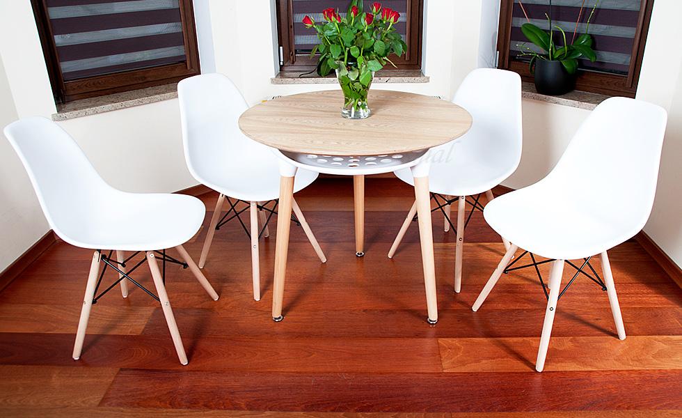 NOWOCZESNY ZESTAW STÓŁ OKRĄGŁY FI 80 DREWNOPODOBNY + 4 KRZESŁA BIAŁE - Zestaw MEDIOLAN DREWNOPODOBNY-BIAŁY OKRĄGŁY 80 - obrazek 11