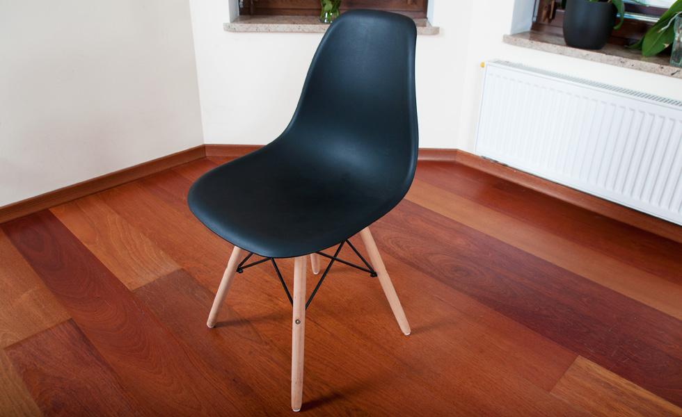 NOWOCZESNY ZESTAW STÓŁ OKRĄGŁY FI 80 DREWNOPODOBNY + 4 KRZESŁA CZARNE - Zestaw MEDIOLAN DREWNOPODOBNY-CZARNY OKRĄGŁY 80 - obrazek 10