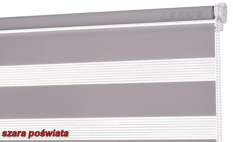 Roleta wolnowisząca Dzień i Noc kolor SZARA POŚWIATA - szer. 240 cm x 180 cm