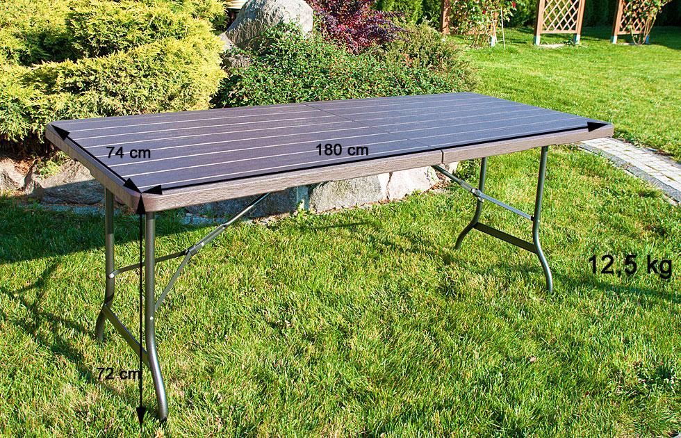 STÓŁ CATERINGOWY OGRODOWY SKŁADANY dł. 180 cm o wzorze DESKI BRĄZOWY - stół składany dł. 180 cm brąz deska - obrazek 3