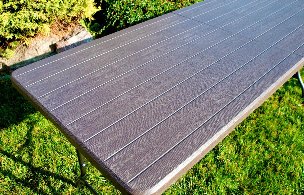 STÓŁ CATERINGOWY OGRODOWY SKŁADANY dł. 180 cm o wzorze DESKI BRĄZOWY - stół składany dł. 180 cm brąz deska - obrazek 4