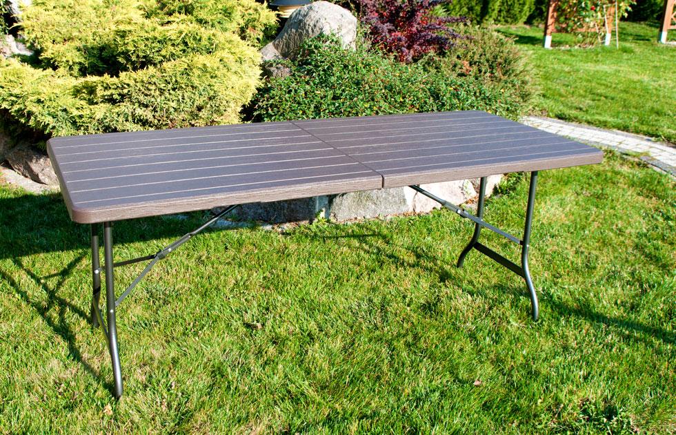 STÓŁ CATERINGOWY OGRODOWY SKŁADANY dł. 180 cm o wzorze DESKI BRĄZOWY - stół składany dł. 180 cm brąz deska - obrazek 5