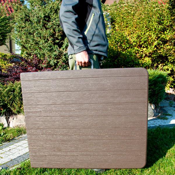 STÓŁ CATERINGOWY OGRODOWY SKŁADANY dł. 180 cm o wzorze DESKI BRĄZOWY - stół składany dł. 180 cm brąz deska - obrazek 7