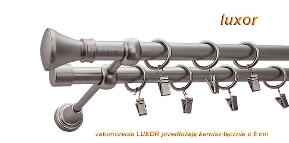 Karnisz LUXOR Satyna Nikiel Podw. 19 + 19 rura gładka - 280 cm - obrazek 3