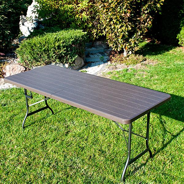 STÓŁ CATERINGOWY OGRODOWY SKŁADANY dł. 180 cm o wzorze DESKI BRĄZOWY - stół składany dł. 180 cm brąz deska - obrazek 8