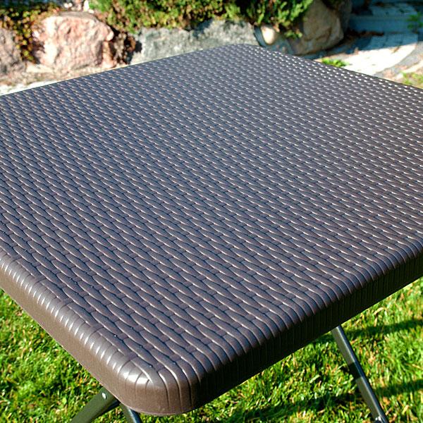 Alternative view of STÓŁ CATERINGOWY OGRODOWY SKŁADANY 78 x 78 o wzorze rattanu - stół składany 78 x 78 ciemny brąz