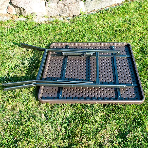 STÓŁ CATERINGOWY OGRODOWY SKŁADANY 78 x 78 o wzorze rattanu - stół składany 78 x 78 ciemny brąz - obrazek 4