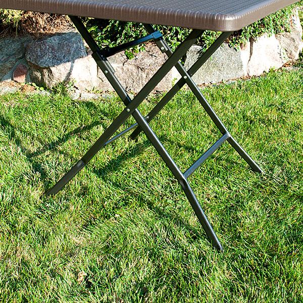 STÓŁ CATERINGOWY OGRODOWY SKŁADANY 78 x 78 o wzorze rattanu - stół składany 78 x 78 ciemny brąz - obrazek 7