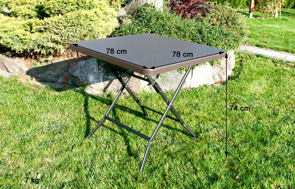 STÓŁ CATERINGOWY OGRODOWY SKŁADANY 78 x 78 o wzorze rattanu - stół składany 78 x 78 ciemny brąz - obrazek 9