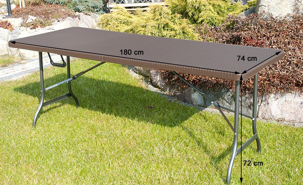 STÓŁ CATERINGOWY OGRODOWY SKŁADANY dł. 180 cm o wzorze rattanu - stół składany dł. 180 cm ciemny brąz - obrazek 5