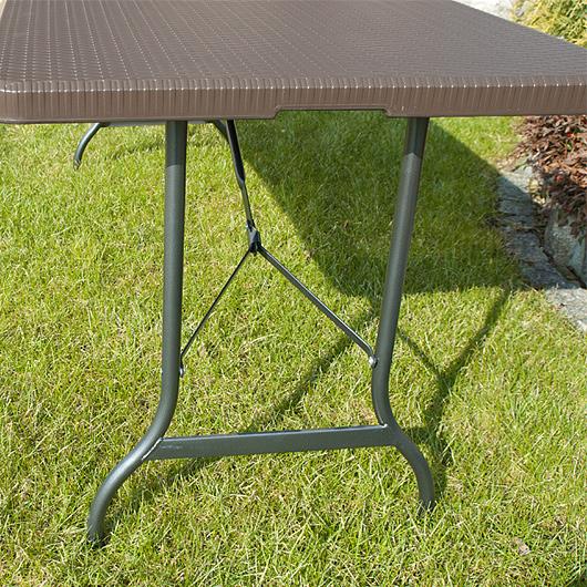 STÓŁ CATERINGOWY OGRODOWY SKŁADANY dł. 180 cm o wzorze rattanu - stół składany dł. 180 cm ciemny brąz - obrazek 10