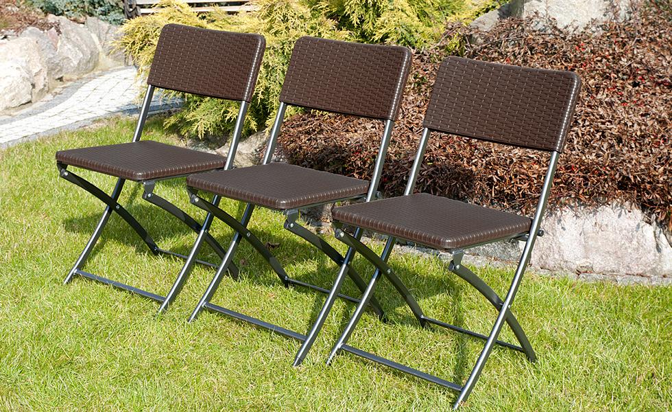 KRZESŁO CATERINGOWE SKŁADANE BRĄZOWE o wzorze rattanu - Krzesło cateringowe brązowe