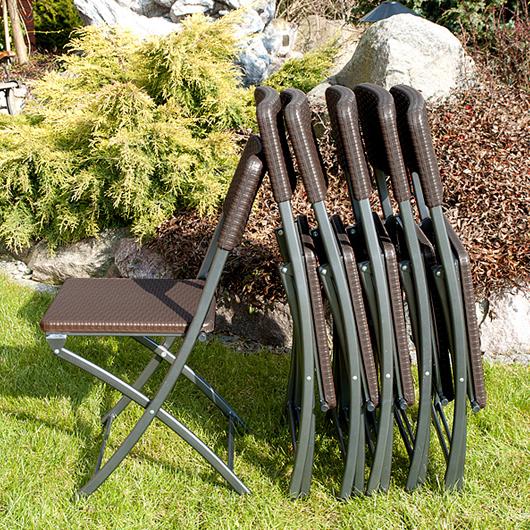 Alternative view of KRZESŁO CATERINGOWE SKŁADANE BRĄZOWE o wzorze rattanu - Krzesło cateringowe brązowe