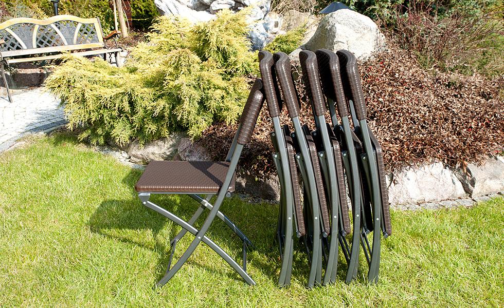 KRZESŁO CATERINGOWE SKŁADANE BRĄZOWE o wzorze rattanu - Krzesło cateringowe brązowe - obrazek 13