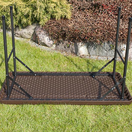 STÓŁ CATERINGOWY OGRODOWY SKŁADANY dł. 122 cm o wzorze rattanu - stół składany dł. 122 cm ciemno brązowy - obrazek 10