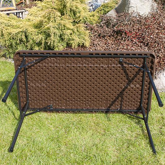 STÓŁ CATERINGOWY OGRODOWY SKŁADANY dł. 122 cm o wzorze rattanu - stół składany dł. 122 cm ciemno brązowy - obrazek 11