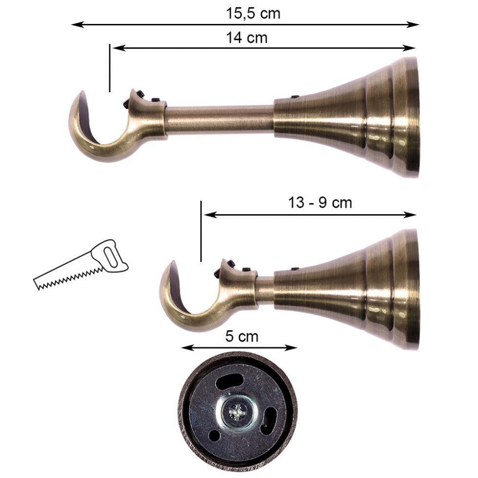 WSPORNIK REGULOWANY POJEDYNCZY 19 mm KARNISZ ZŁOTY ANTYK - WSPORNIK REGULOWANY POJEDYNCZY 19 mm KARNISZ ZŁOTY ANTYK - obrazek 4