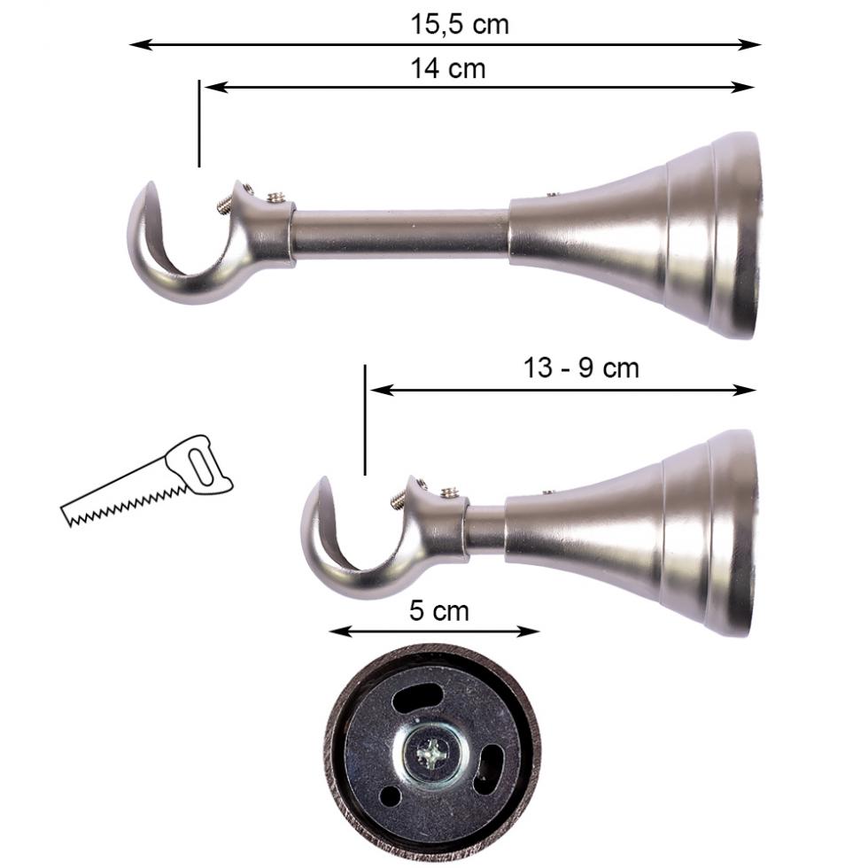 WSPORNIK REGULOWANY POJEDYNCZY 19 mm KARNISZ SATYNA - WSPORNIK REGULOWANY POJEDYNCZY 19 mm KARNISZ SATYNA - obrazek 3