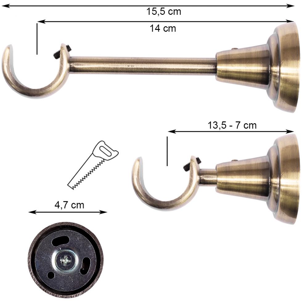 WSPORNIK POJEDYNCZY 25 MM KARNISZ ZŁOTY ANTYK - WSPORNIK POJEDYNCZY 25 MM KARNISZ ZŁOTY ANTYK - obrazek 4