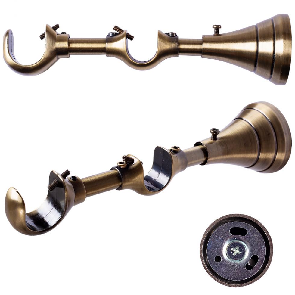 WSPORNIK REGULOWANY PODWÓJNY 25+19 mm KARNISZ ZŁOTY ANTYK - WSPORNIK REGULOWANY PODWÓJNY 25+19 mm KARNISZ ZŁOTY ANTYK - obrazek 2