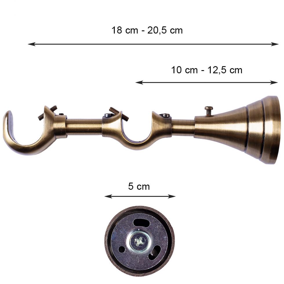 WSPORNIK REGULOWANY PODWÓJNY 25+19 mm KARNISZ ZŁOTY ANTYK - WSPORNIK REGULOWANY PODWÓJNY 25+19 mm KARNISZ ZŁOTY ANTYK - obrazek 4