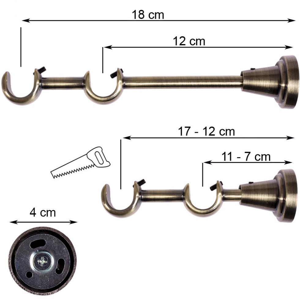 WSPORNIK PODWÓJNY 16+16 KARNISZ ZŁOTY ANTYK - WSPORNIK PODWÓJNY 16+16+16 KARNISZ ZŁOTY ANTYK - obrazek 4