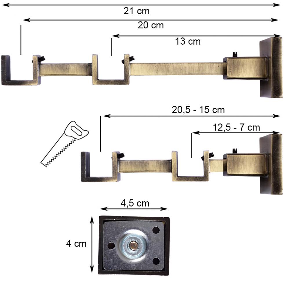 WSPORNIK PODWÓJNY KWADRO KARNISZ ZŁOTY ANTYK - WSPORNIK PODWÓJNY KWADRO KARNISZ ZŁOTY ANTYK - obrazek 4