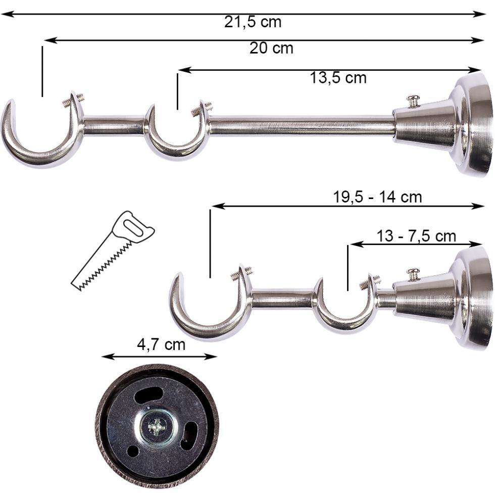 WSPORNIK PODWÓJNY 25+16 mm KARNISZ STAL NIERDZEWNA - WSPORNIK PODWÓJNY 25+16 mm KARNISZ STAL NIERDZEWNA - obrazek 3