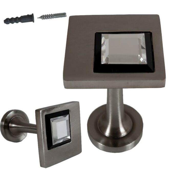 Alternative view of ROZETA DEKORACYJNA CRYSTAL KWADRAT STAL NIERDZEWNA - ROZETA DEKORACYJNA OKRĄGŁA DO UPINANIA FIRAN STAL NIERDZEWNA