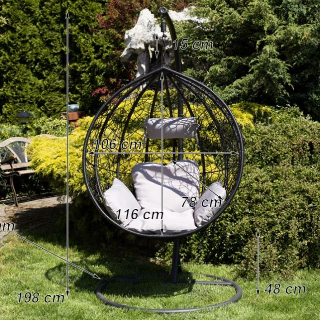 Alternative view of FOTEL wiszący IBIZA ogrodowy bujany kosz kokon k. CZARNY - Fotel IBIZA kolor CZARNY