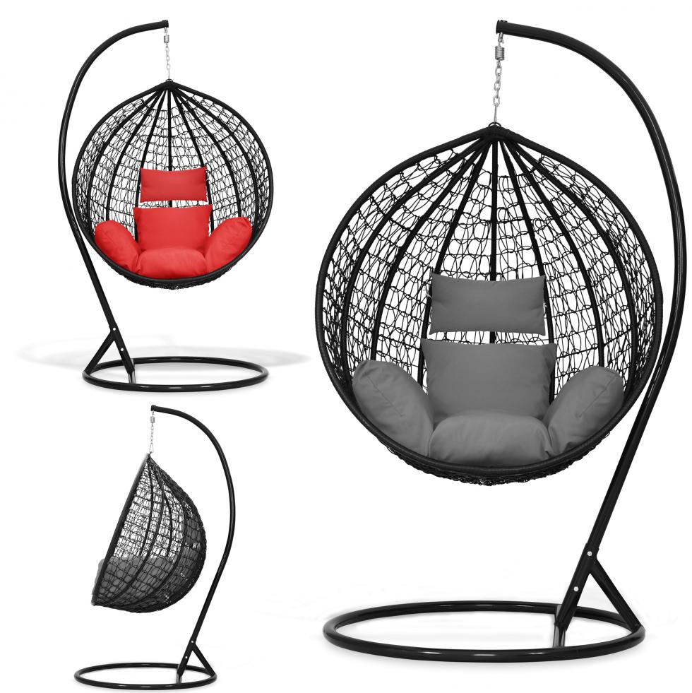 FOTEL wiszący IBIZA ogrodowy bujany kosz kokon k. CZARNY - Fotel IBIZA kolor CZARNY - obrazek 3