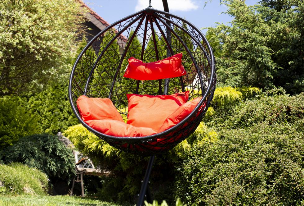 FOTEL wiszący IBIZA ogrodowy bujany kosz kokon k. CZARNY - Fotel IBIZA kolor CZARNY - obrazek 5