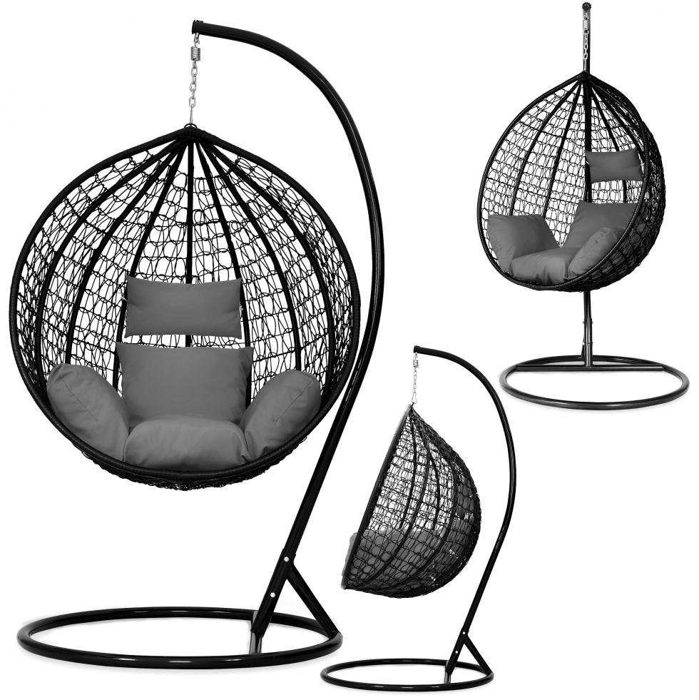 FOTEL wiszący IBIZA ogrodowy bujany kosz kokon k. CZARNY - Fotel IBIZA kolor CZARNY - obrazek 7