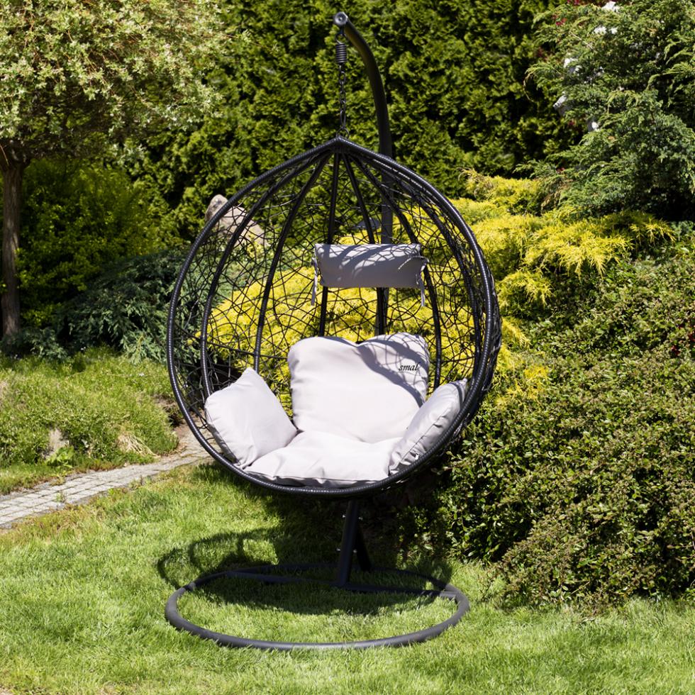 FOTEL wiszący IBIZA ogrodowy bujany kosz kokon k. CZARNY - Fotel IBIZA kolor CZARNY - obrazek 8