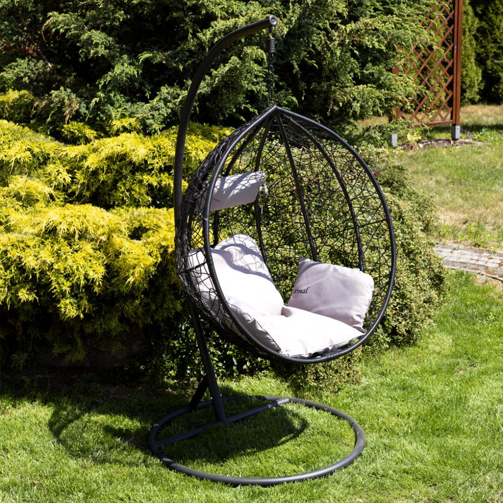 FOTEL wiszący IBIZA ogrodowy bujany kosz kokon k. CZARNY - Fotel IBIZA kolor CZARNY - obrazek 9