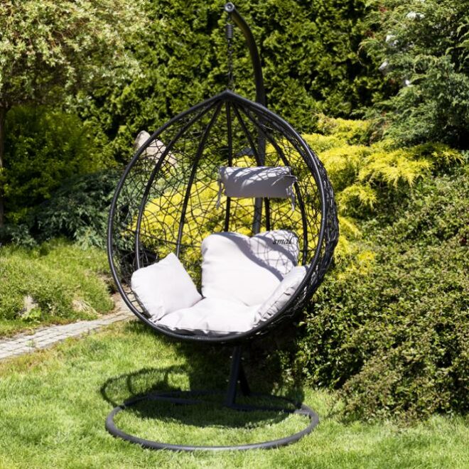 FOTEL wiszący IBIZA ogrodowy bujany kosz kokon k. CZARNY - Fotel IBIZA kolor CZARNY