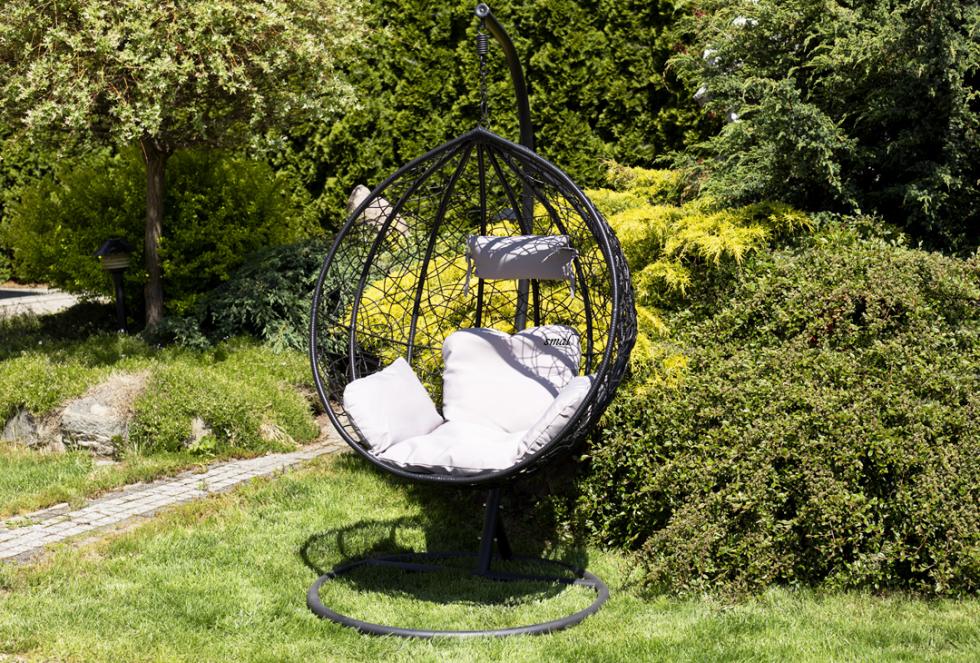 FOTEL wiszący IBIZA ogrodowy bujany kosz kokon k. CZARNY - Fotel IBIZA kolor CZARNY