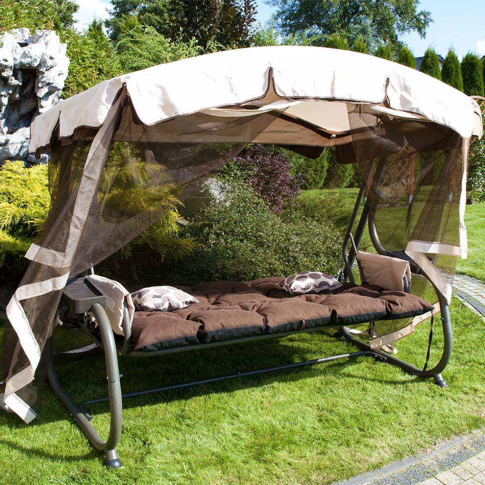 PODUSZKA MATERAC NA ŁAWKĘ HUŚTAWKĘ OGRODOWĄ BRĄZOWA - PODUSZKA MATERAC NA ŁAWKĘ HUŚTAWKĘ OGRODOWĄ BRĄZOWA - obrazek 4