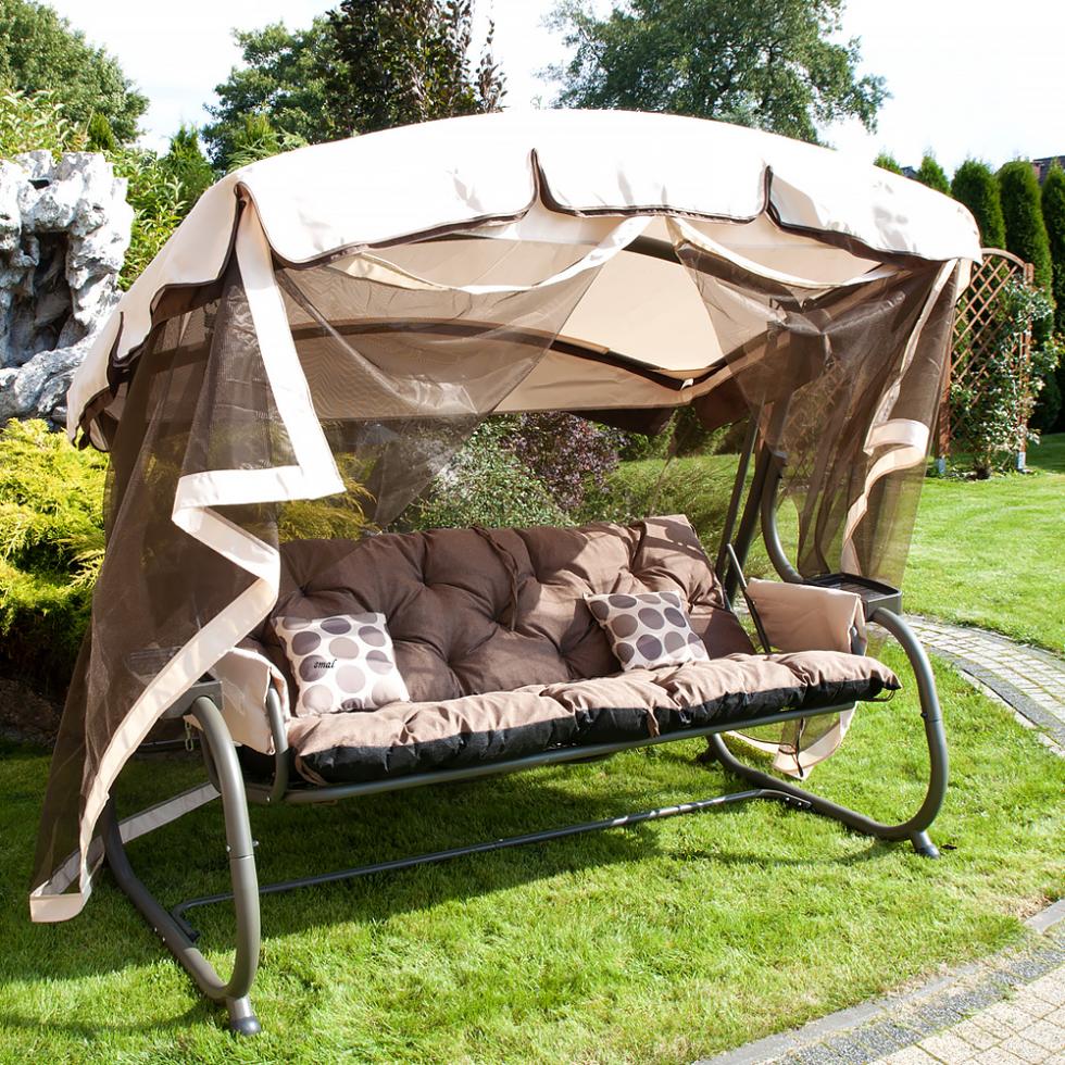 PODUSZKA MATERAC NA ŁAWKĘ HUŚTAWKĘ OGRODOWĄ BEŻOWA - PODUSZKA MATERAC NA ŁAWKĘ HUŚTAWKĘ OGRODOWĄ BEŻOWA - obrazek 3