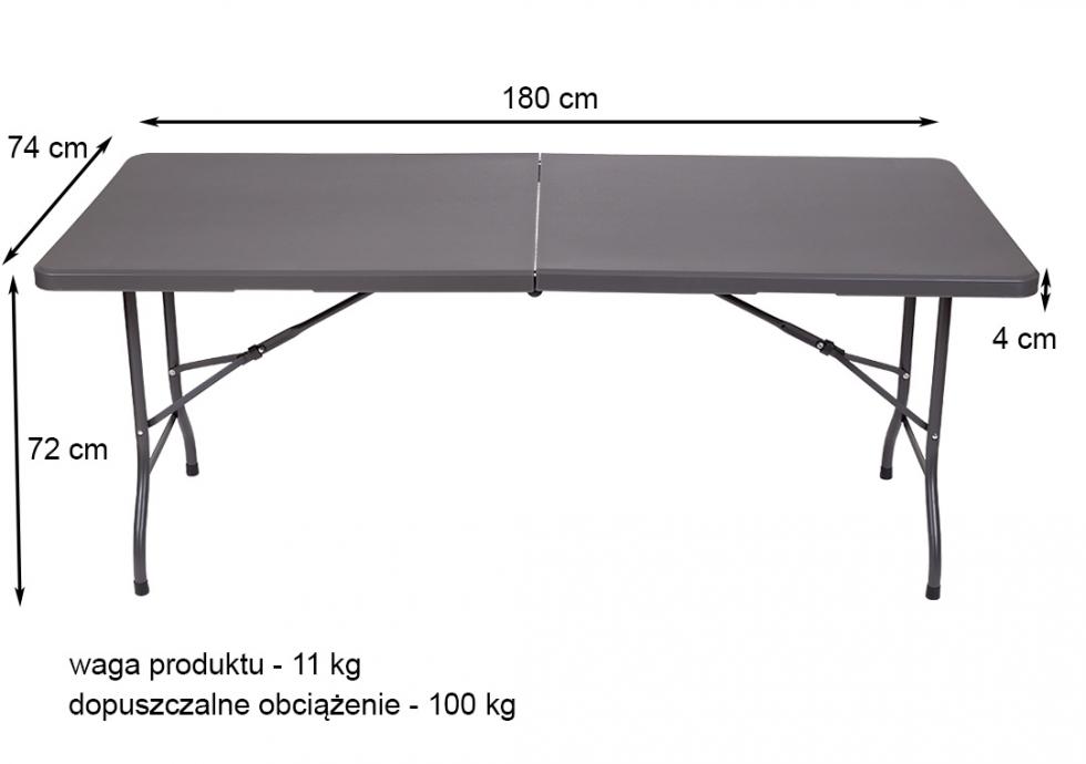 STÓŁ CATERINGOWY OGRODOWY SKŁADANY dł. 180 cm SZARY - stół składany dł. 180 cm SZARY - obrazek 8